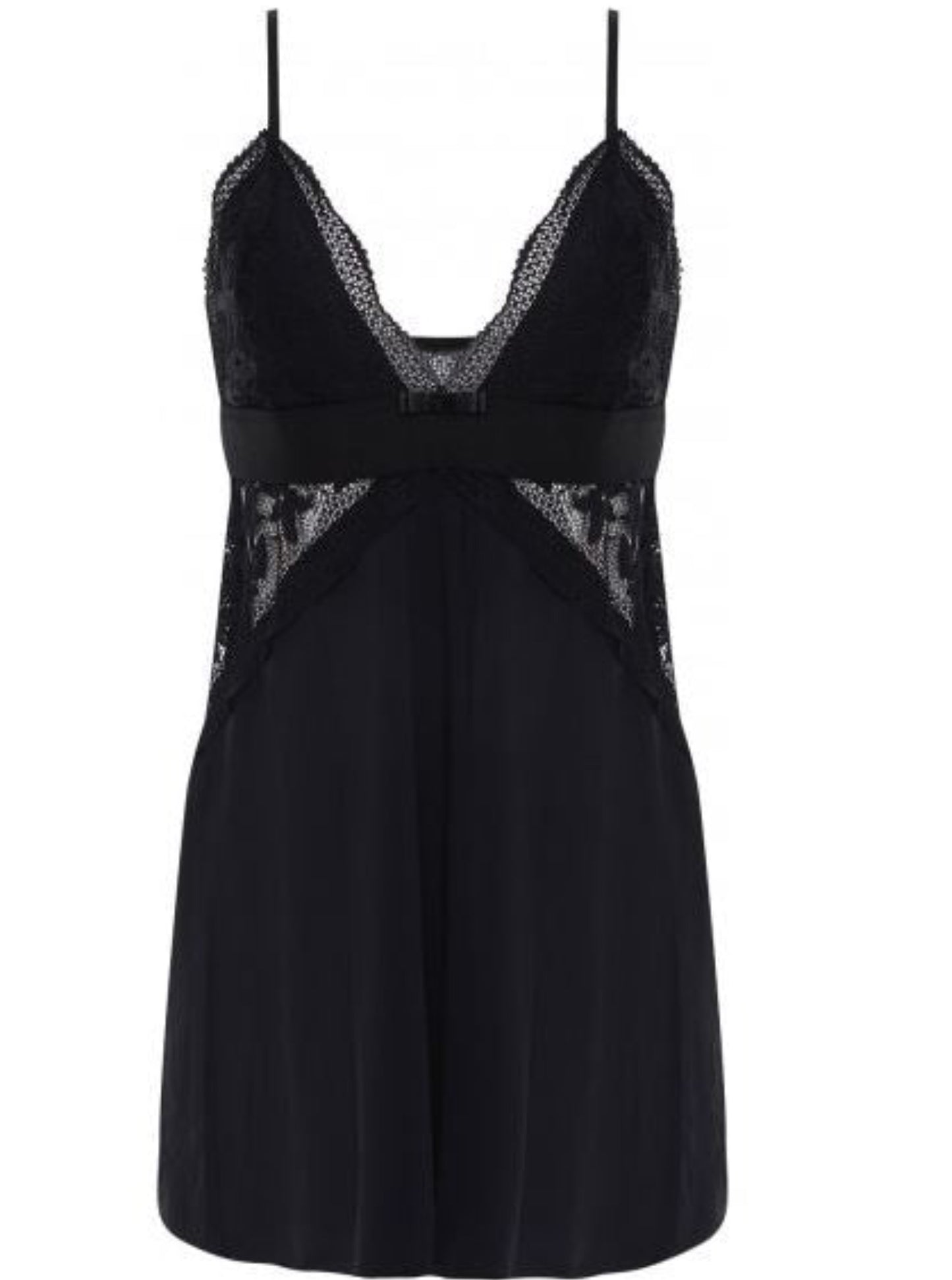 Camisón Cleo negro en poliamida y elastano con encaje
