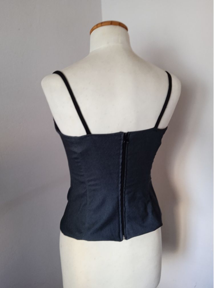 Corset negro en satin elastizado de vestir por talle
