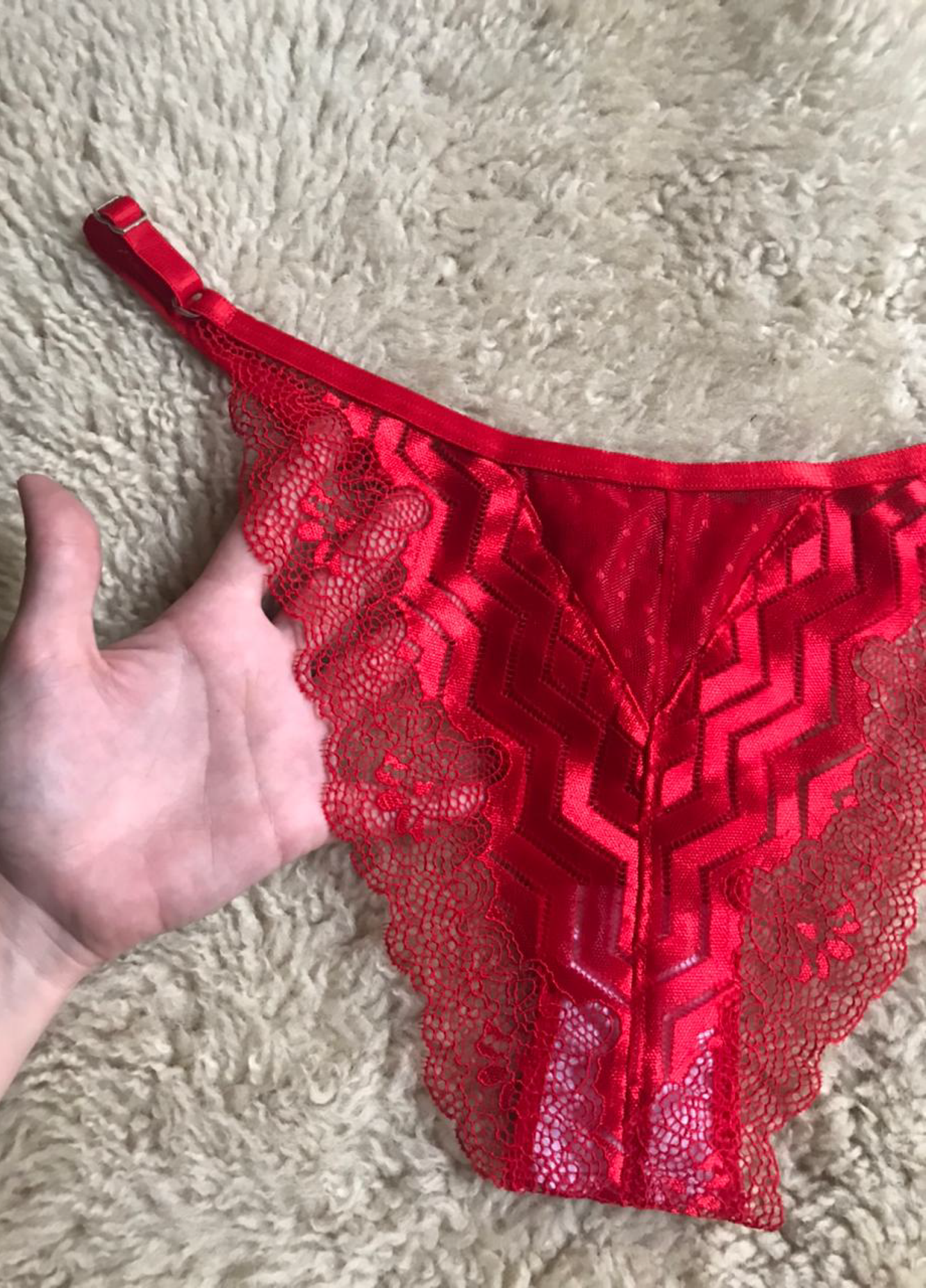 Conjunto de encaje corset corto rojo, regulable.