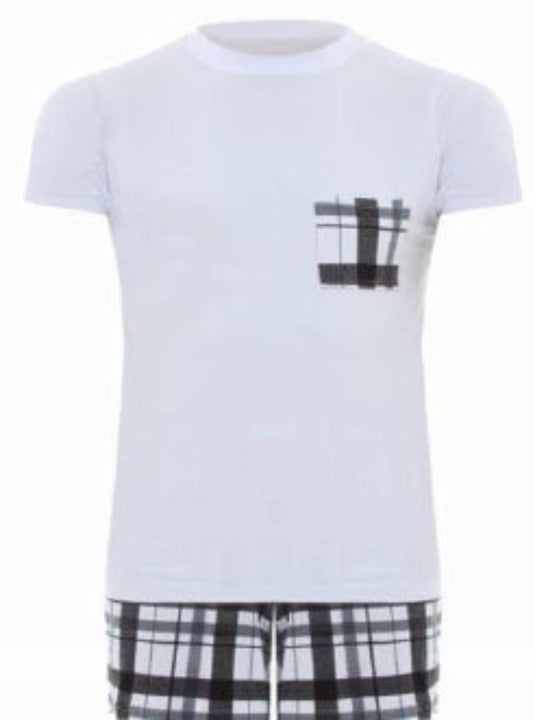 Pijama de hombre short con remera con bolsillo exterior, calidad brasileña.