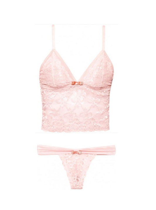 Conjunto soutien Lola y bombacha Daiane, encaje y tul