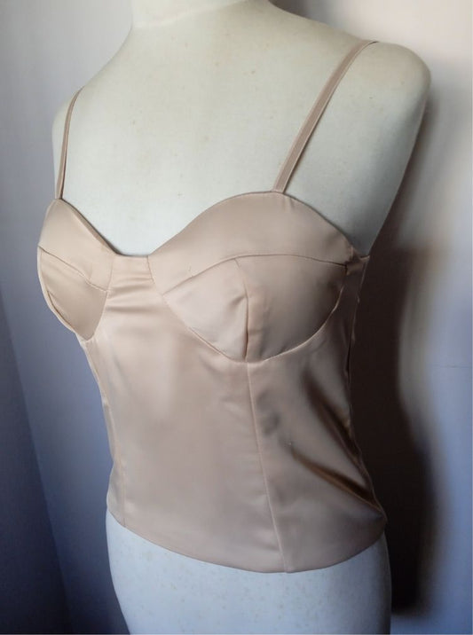 Corset champagne en satin elastizado de vestir por talle